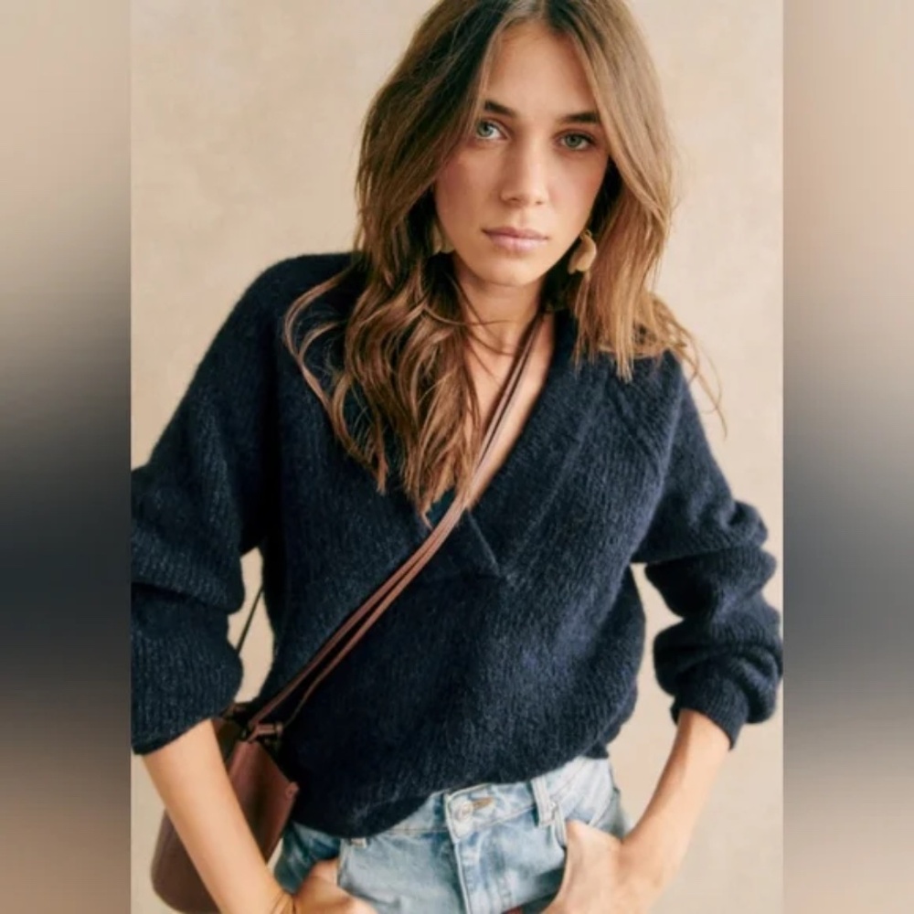 Sezane Cody Jumper Sweater Navy Blue Size Small